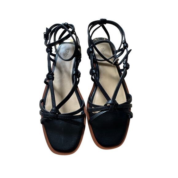 Chloe NIB Uma Knotted Leather Sandals in Black Size 40 - Picture 3 of 12